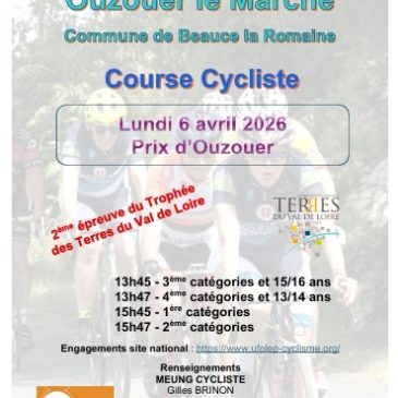 06/04/2026 – Prix cycliste d&rsquo;OUZOUER LE MARCHÉ – 2ème épreuve du Trophée des Terres du Val de Loire
