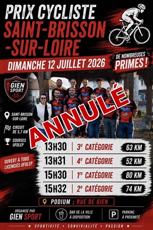 27/06/2026 – ANNULATION du prix cycliste de SAINT BRISSON SUR LOIRE